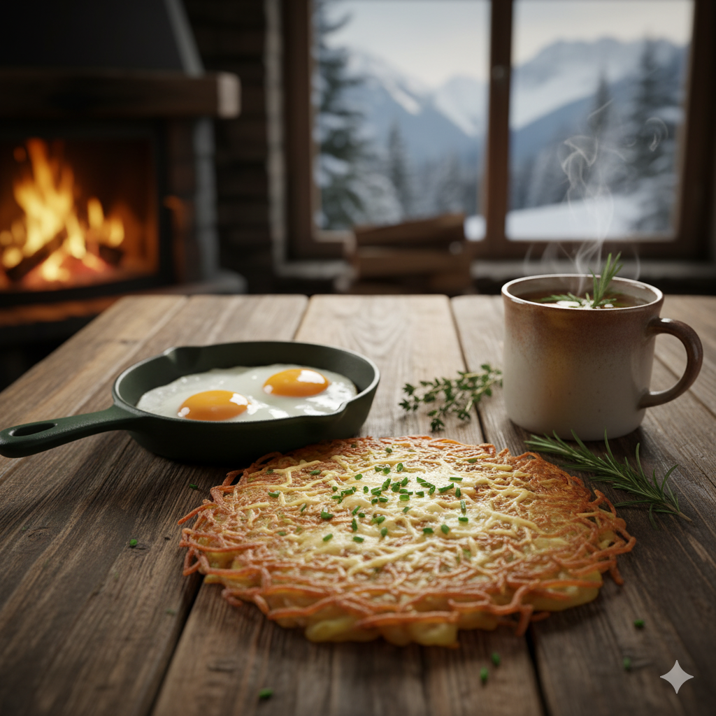 Traditional Swiss food after mountain hike in Grindelwald