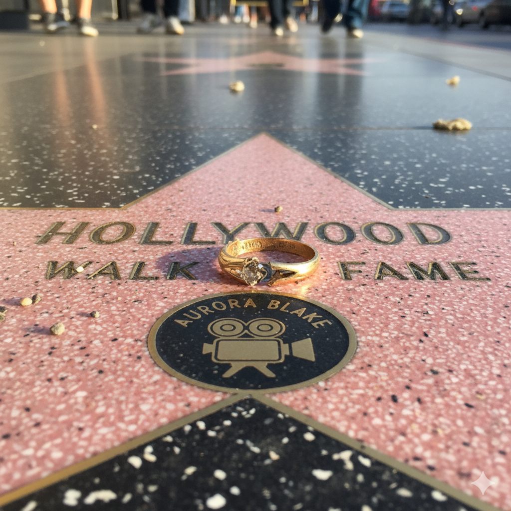 Broken wedding ring on Hollywood Walk of Fame star