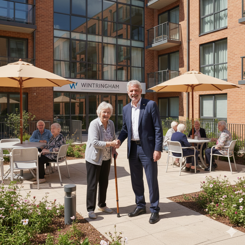 Bryan Lipmann meets elderly residents at Wintringham community home