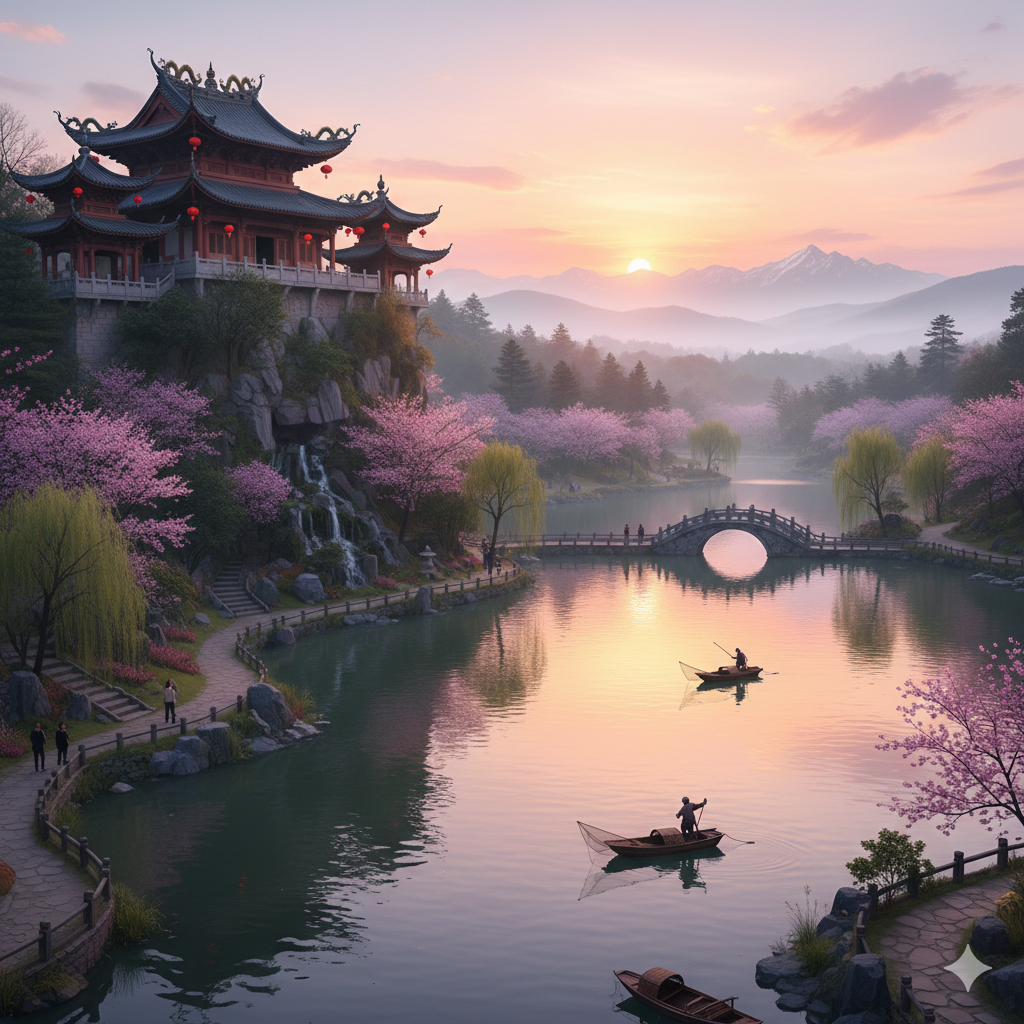 Hidden scenic park in Paris