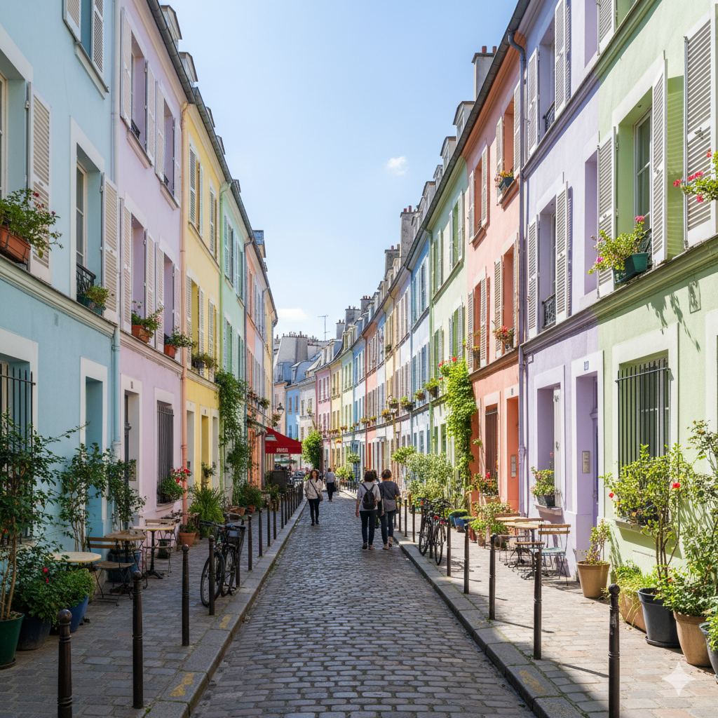 Hidden pastel Paris street