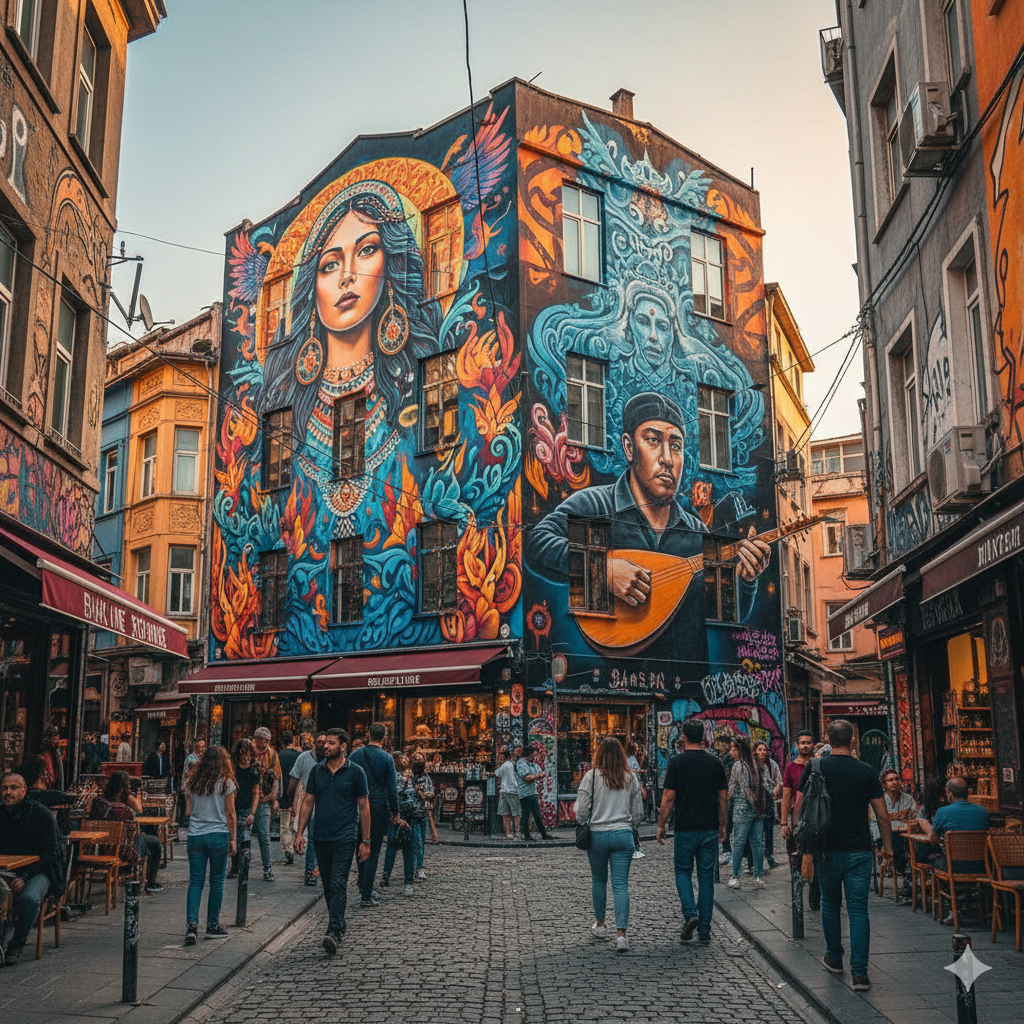 Colorful street murals in Kadıköy, Istanbul