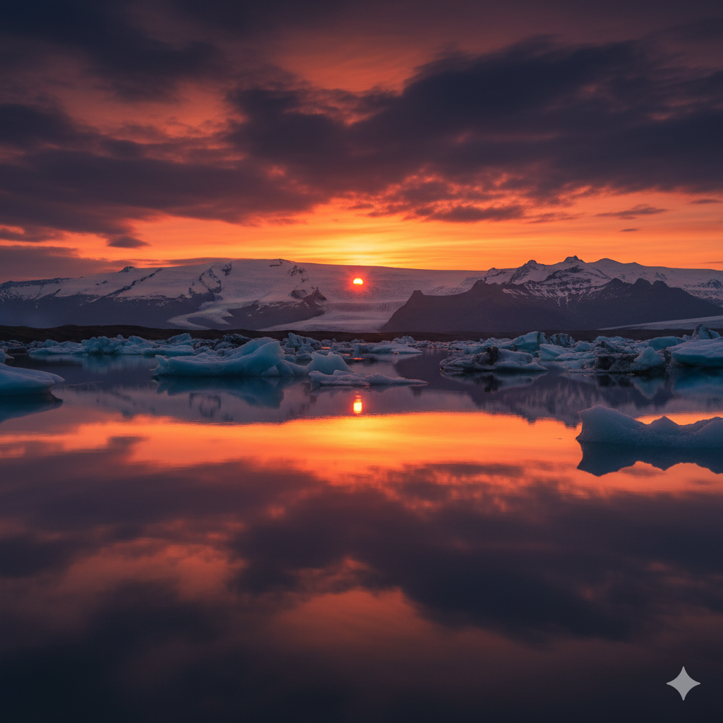  For Mirror Reflections

Sunrise: pastel pink + golden hues

Sunset: deep oranges + dramatic shadows

Windless days: April–September 