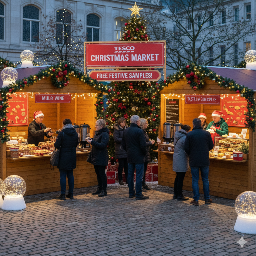 Free festive food and drink samples at Tesco pop-up Christmas market