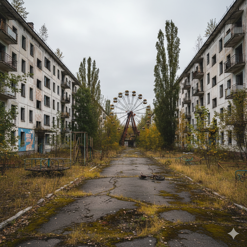 Ghost town Pripyat Chernobyl abandoned city