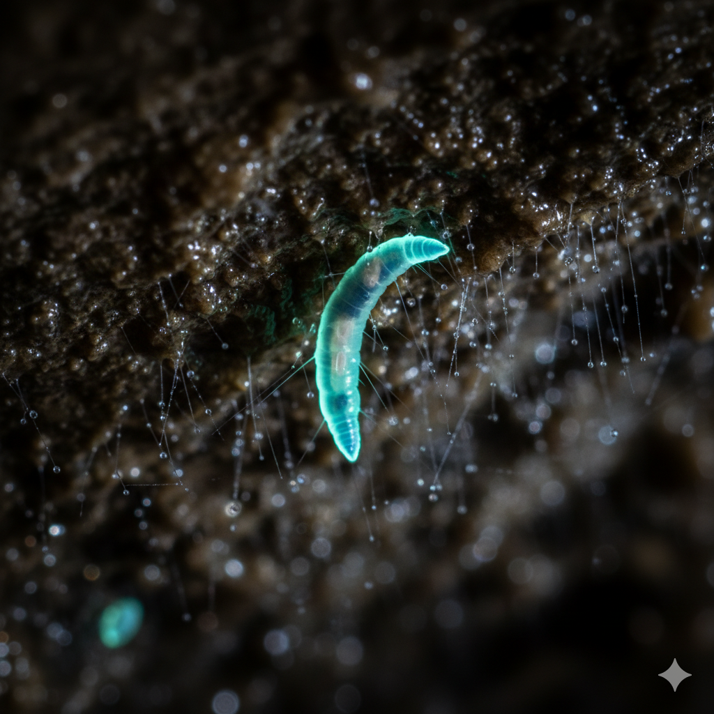 Glowworm close-up bioluminescence