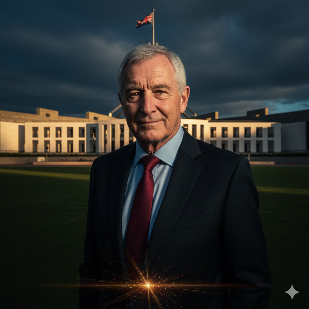 Graham Richardson with Australian Parliament in the background