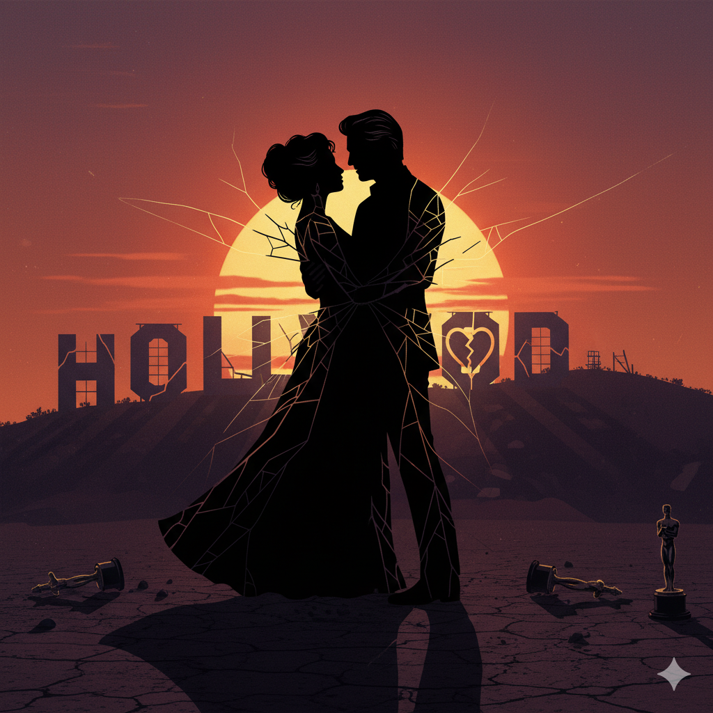 Hollywood couple silhouette representing long-term marriage challenges