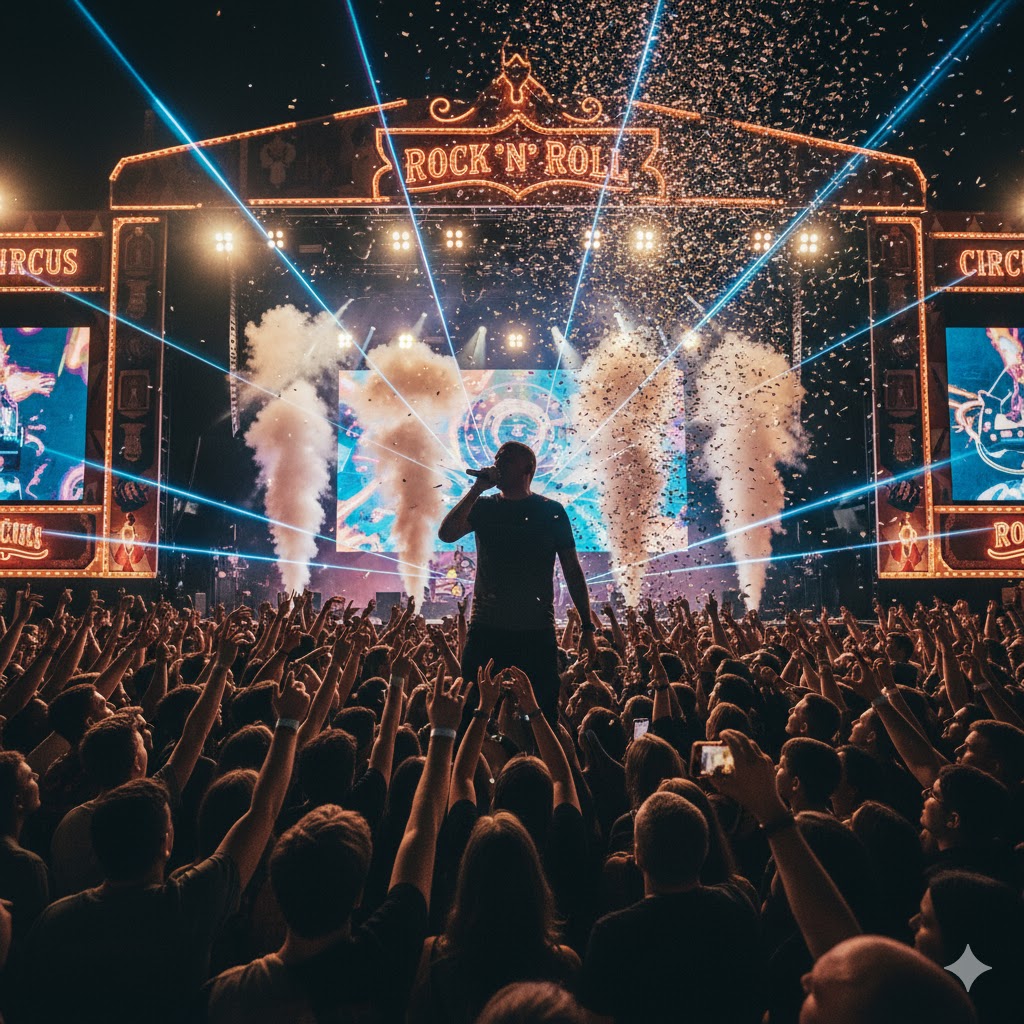 Mike Skinner from The Streets performing live at Rock N Roll Circus 2026 main stage