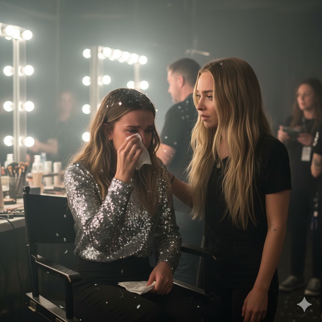 Millie Bobby Brown emotional backstage