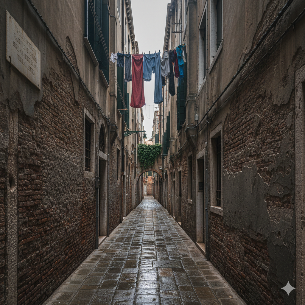 Narrowest alley in Venice Italy hidden path