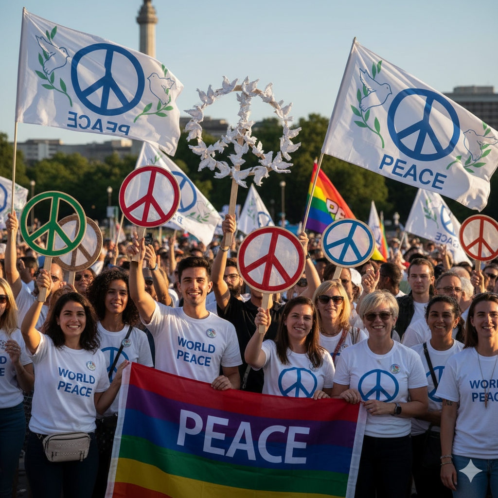 Peace symbol crowd at Love Parade