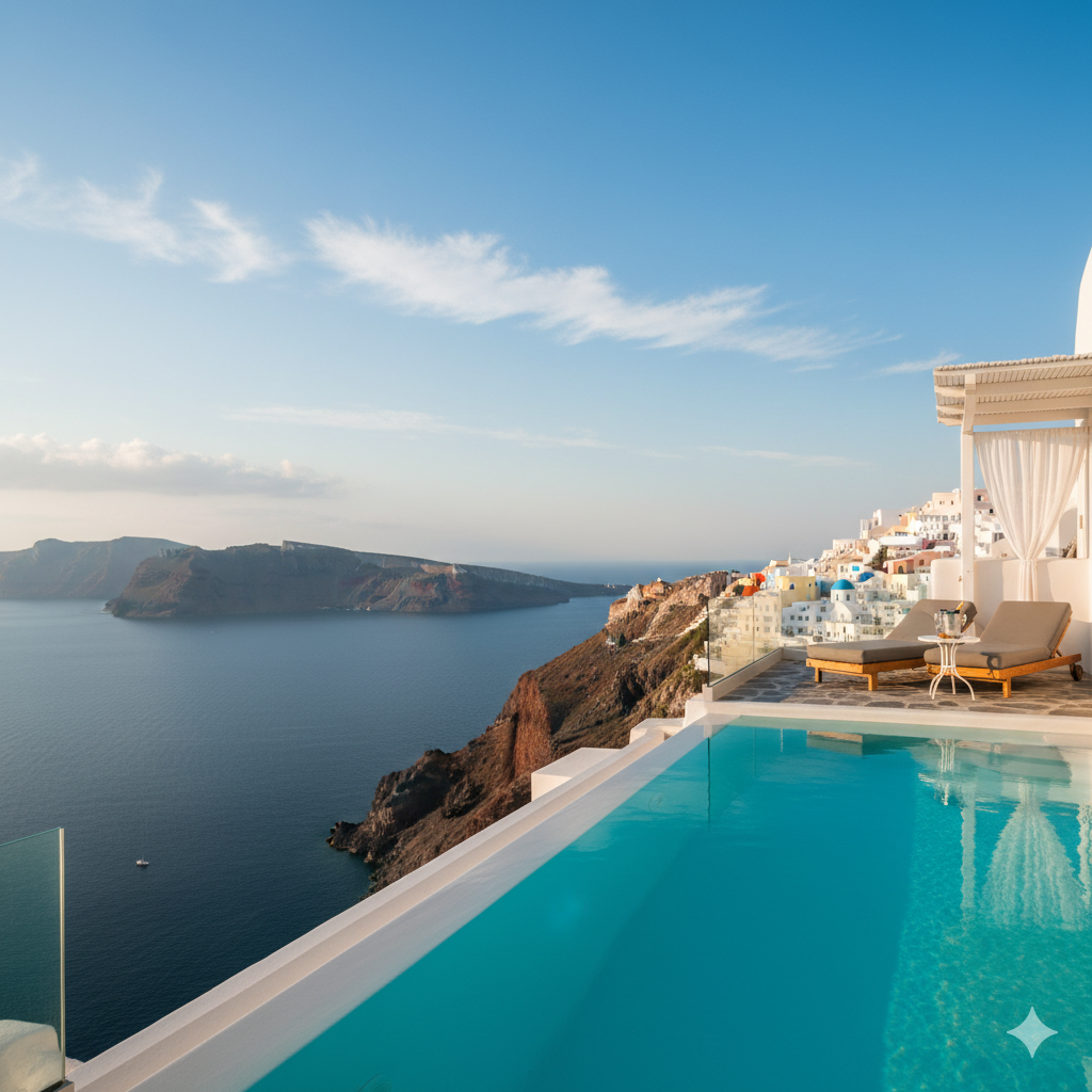 Private cliffside pool at Canaves Oia Suites, Santorini
