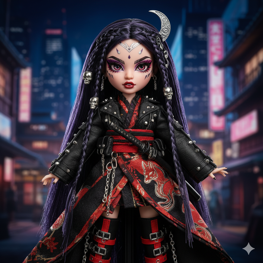 Rumi doll close-up with detailed hair and outfit from KPop Demon Hunters HUNTR/X 3-Pack