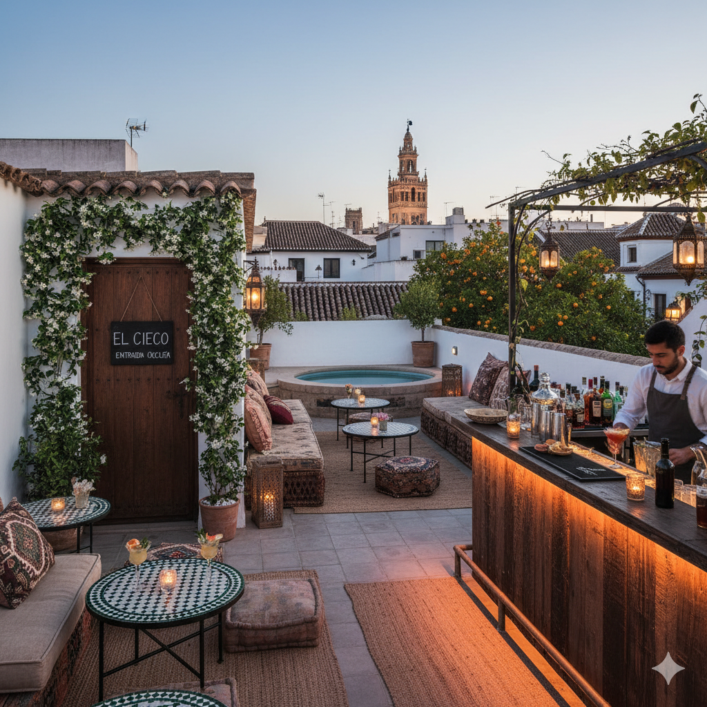 Terraza El Cielo rooftop Seville Spain hidden bar