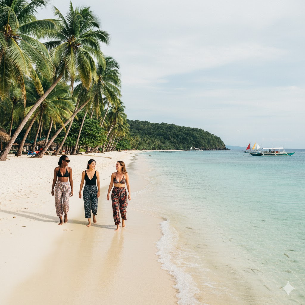 Turquoise waters and palm-lined beaches of Cebu representing women-friendly tropical travel