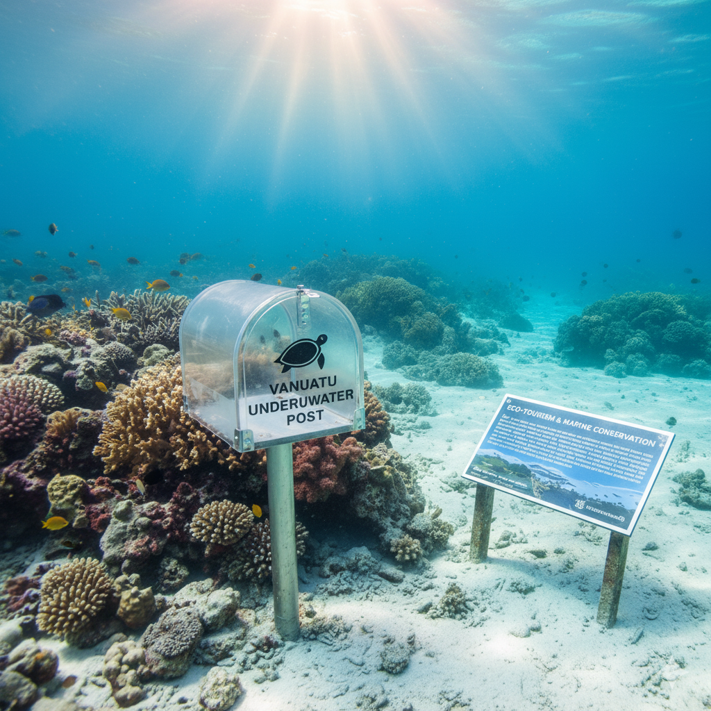 Vanuatu Underwater Mailbox stands alone