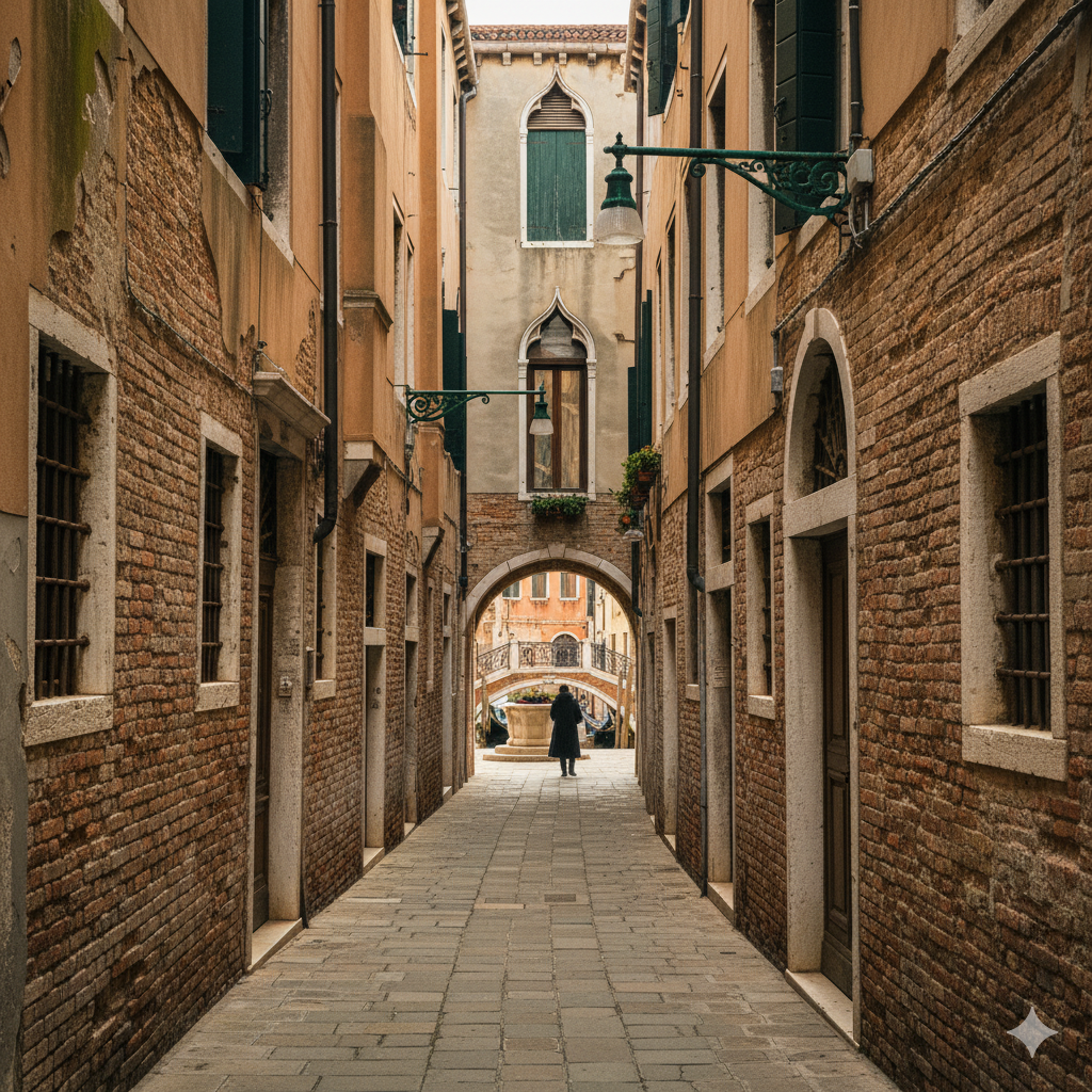 Venice narrow passage historic walls