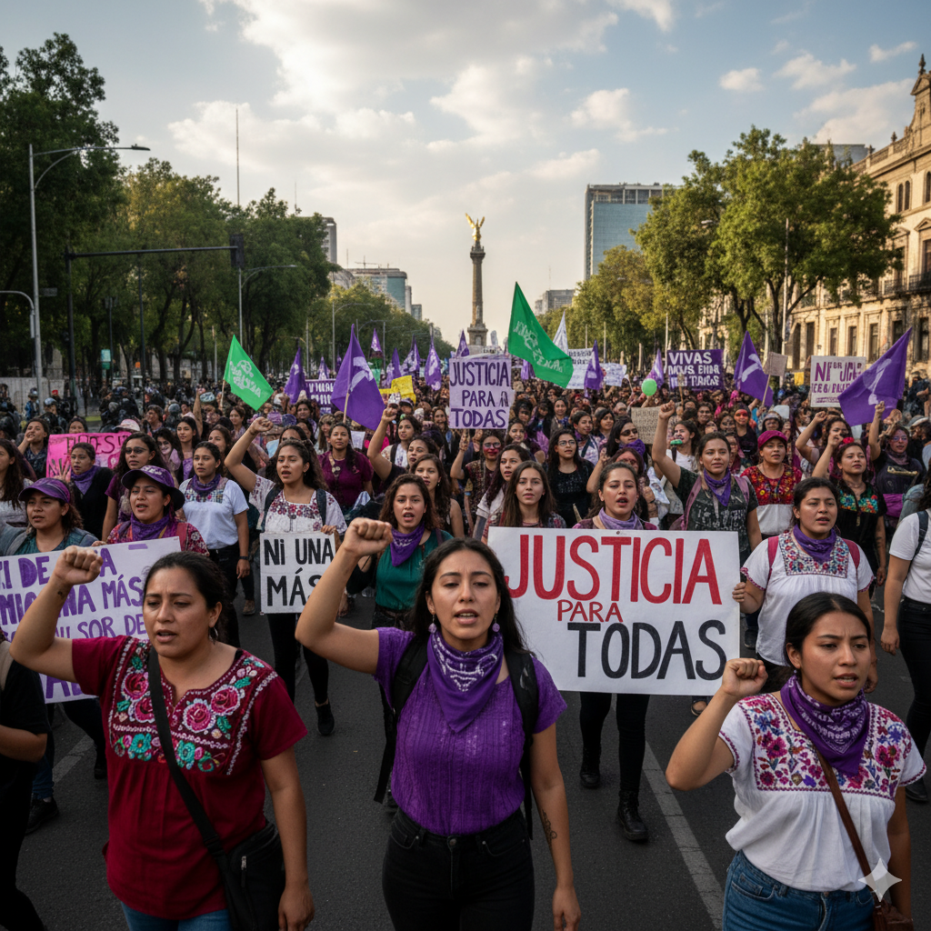 Feminist protesters march in Mexico City demanding safety for women