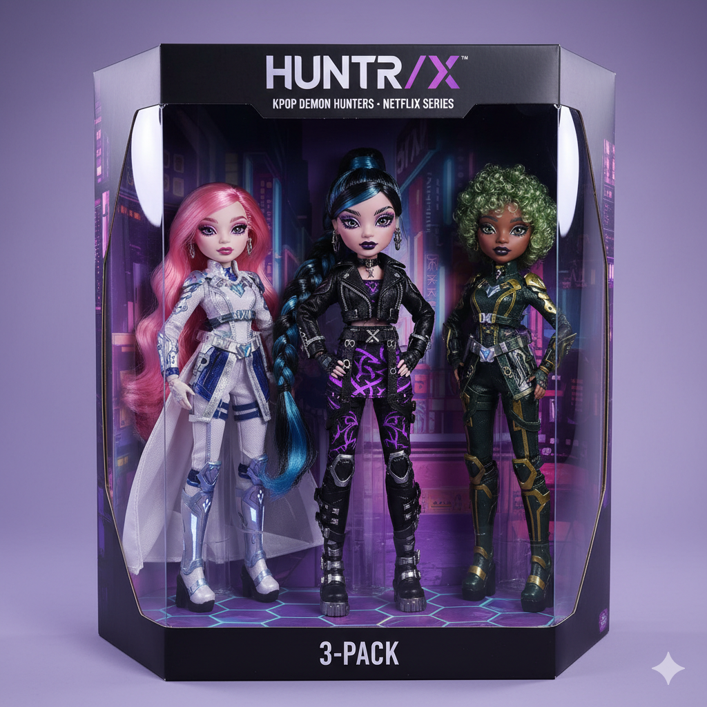 Zoey doll in HUNTR/X 3-Pack with detailed costume and hair from Netflix’s KPop Demon Hunters