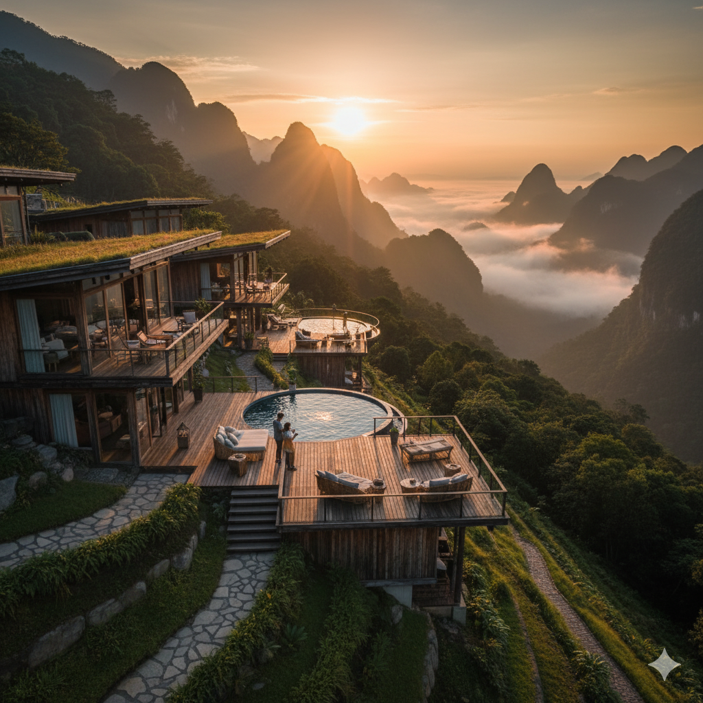 Stay at eco-friendly lodge in Bali cloud village