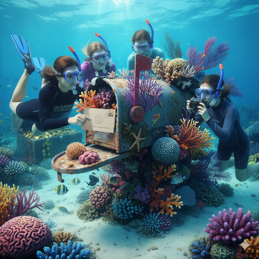 Snorkeling group at underwater mailbox Vanuatu