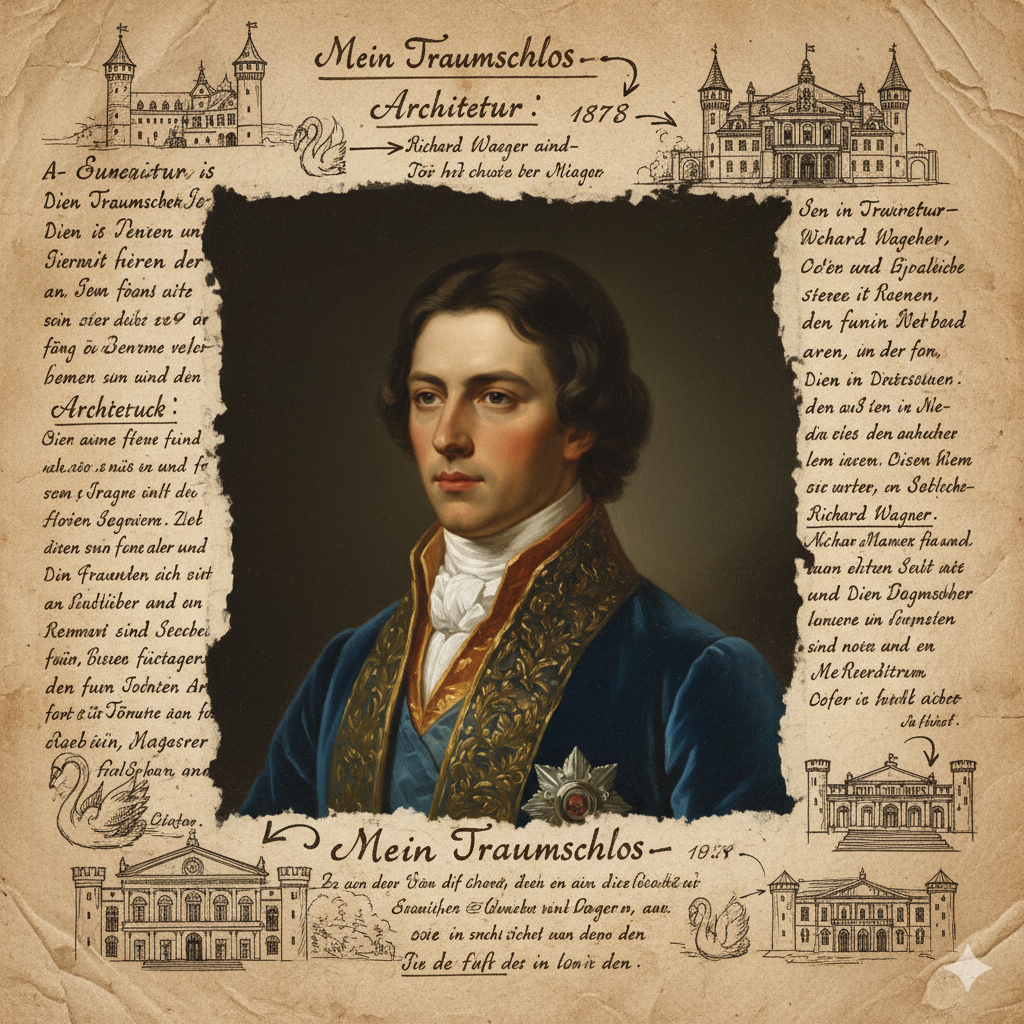 Portrait of King Ludwig II, visionary builder of Neuschwanstein Castle