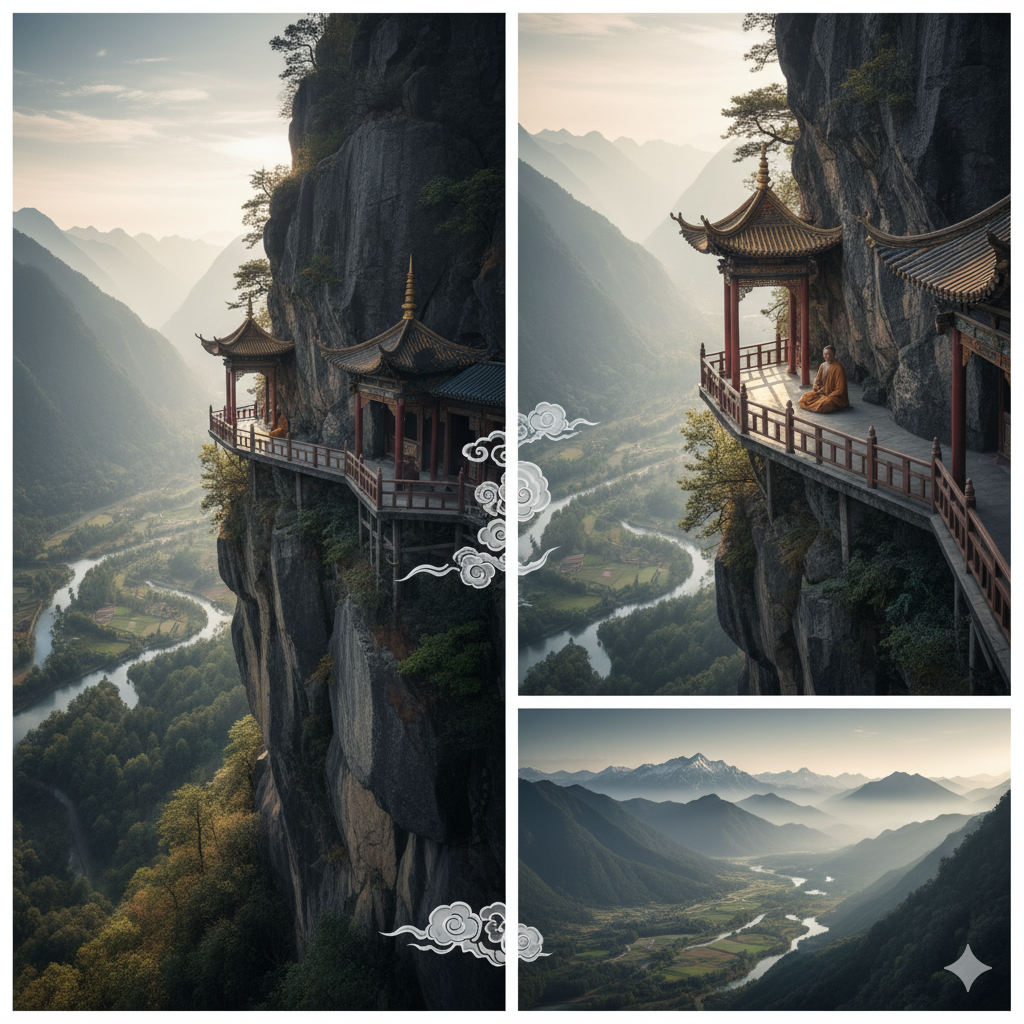 Hanging Monastery of China suspended from a mountain face at 246 feet high