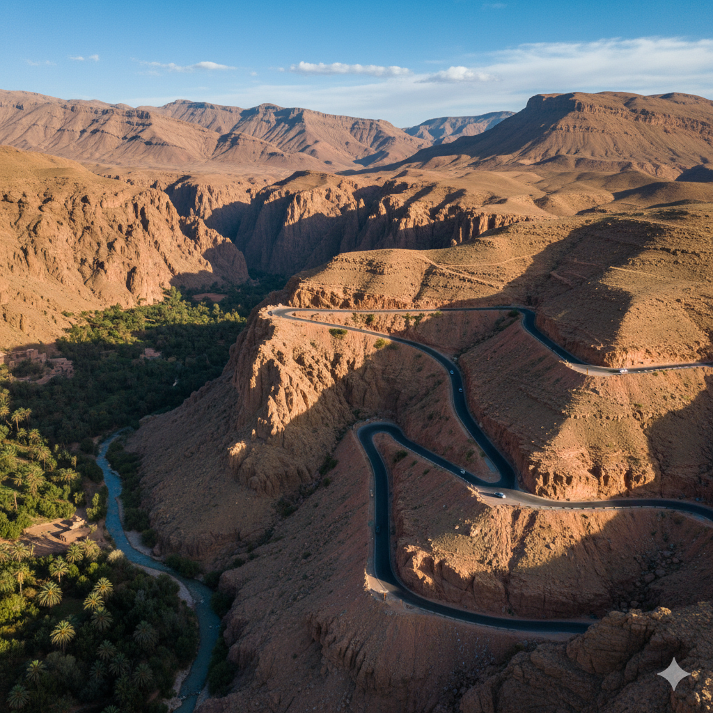 zig-zag mountain road in Dades Gorge, Morocco